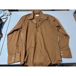 Vtg Brookdale Press Me Not Tan Button Up Shirt